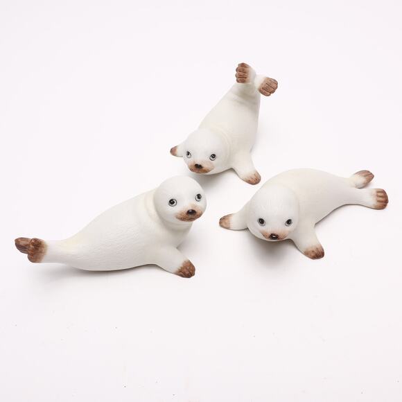 Homco #1439 3pc Seal Sea Lion 4” Ceramic Porcelain Figurine Set - Picture 1 of 10